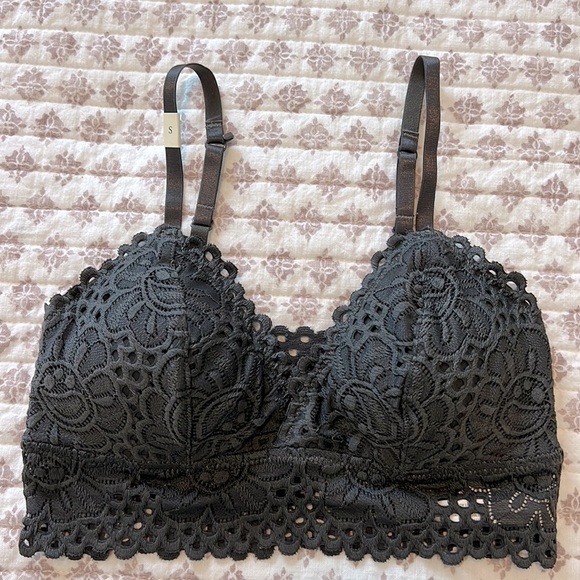 NWOT Aero Lace Padded Convertible Racerback Bralette Dark Grey Aeropostale - Picture 1 of 10